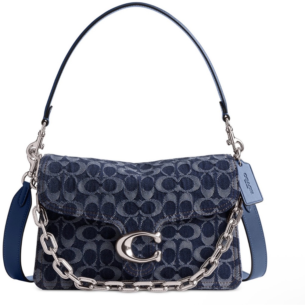 Coach Chain Tabby Meduim signature Denim jacquard Shoulder